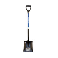 Square Point Shovel, Forward Turned Step, 29" Industrial Grade Fiberglass, Poly D Grip